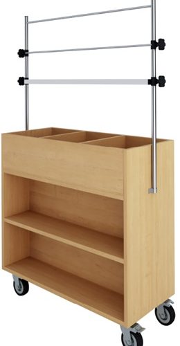 BOOK BROWSER UNIT, MOBILE, COMBINATION,SHELF,BOX AND HANGER ROAD.