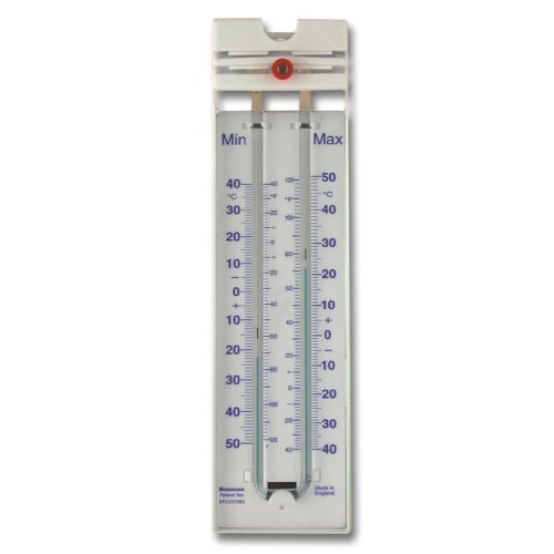 MAX MIN THERMOMETER WHITE MAGNET RE-SET