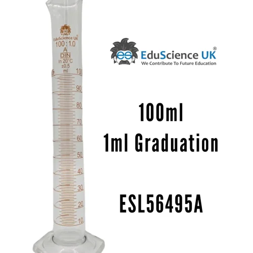 MEASURING CYLINDER, GLASS HEX BASE, CLASS A, 100ML