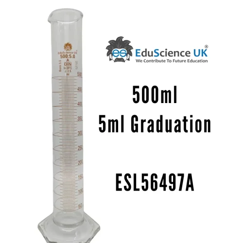 MEASURING CYLINDER, GLASS HEX BASE, CLASS A, 500ML