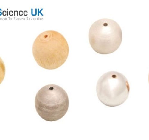 PENDULUM BALL DRILLED BALL SET, ST/6 ONE EACH OF STEEL, BRASS, AlUMINIUM, LEAD,COPPER,WOOD.