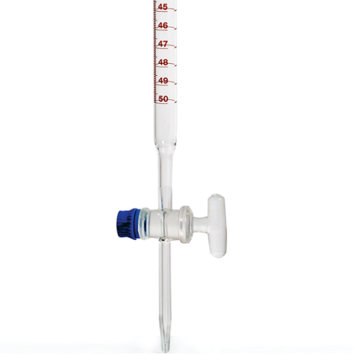 BURETTE CLEAR GLASS WITH GLASS KEY STOPCOCK 50ML CLASS B